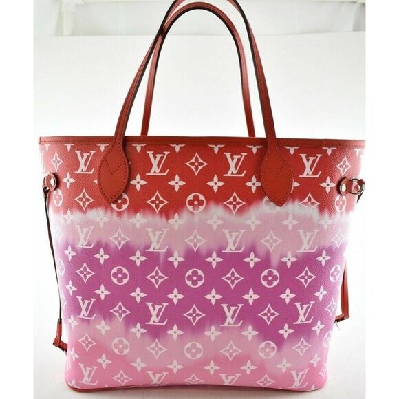 Louis Vuitton Escale Neverfull MM Red White Tie Dye Tote Handle Shoulder Bag - Picture 8 of 12